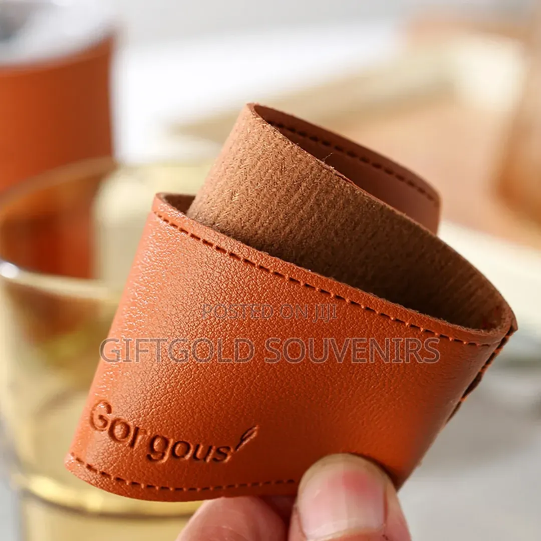 Leather Cover Coffee Cup With Straw