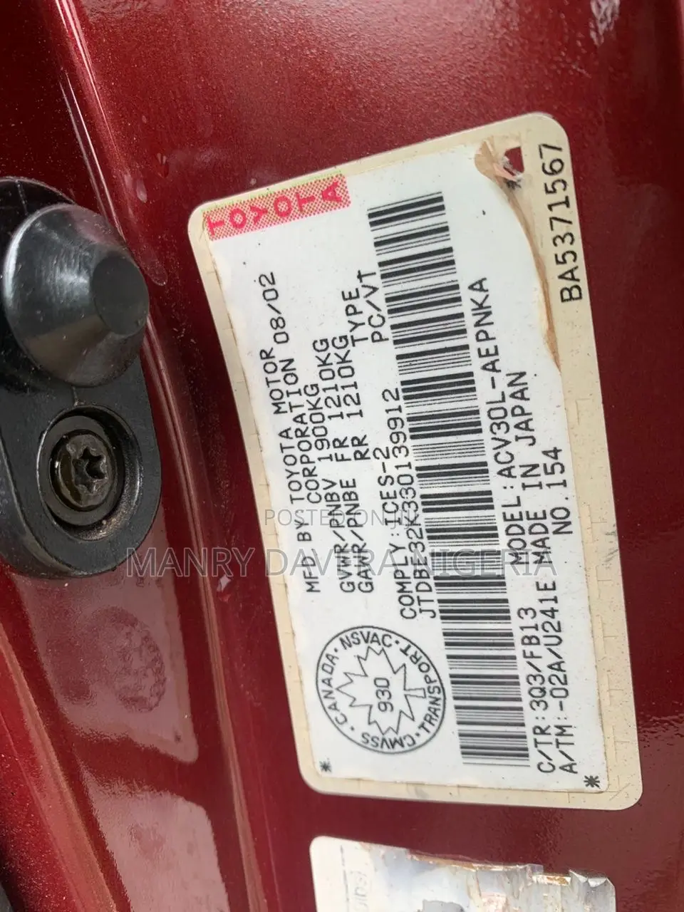 Toyota Camry 2004 Red