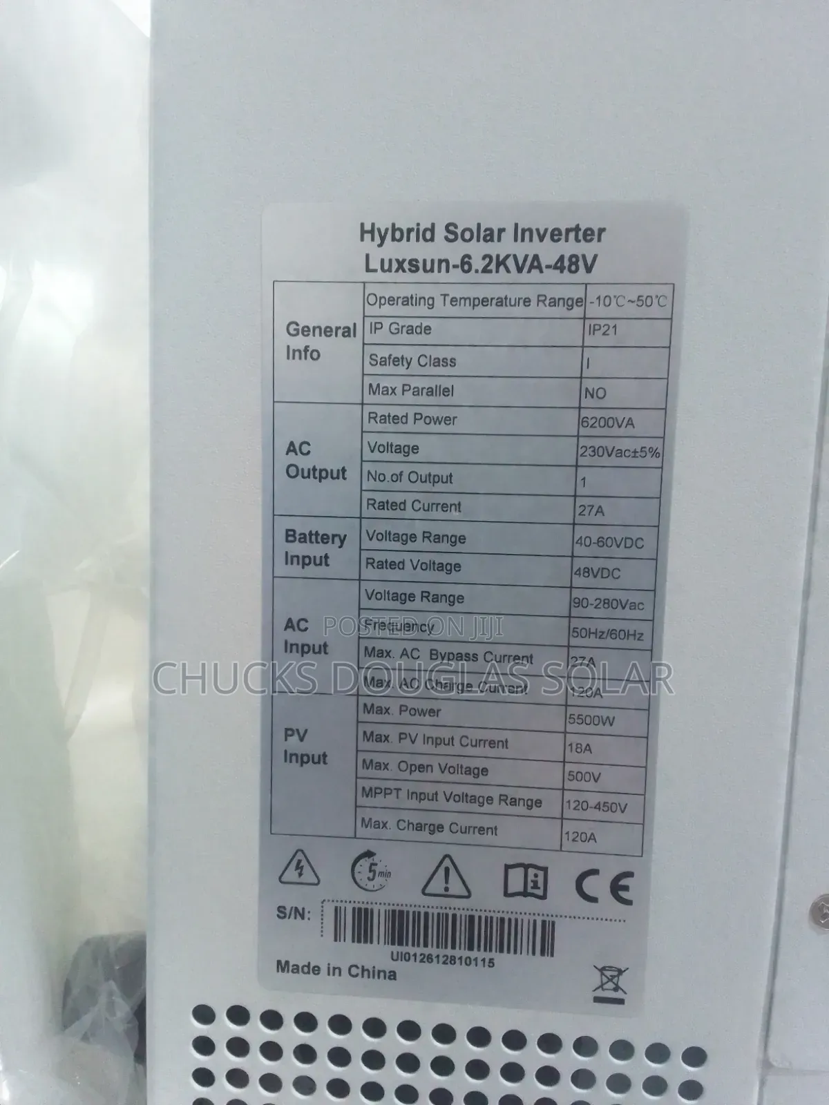 Luxsun 6.2kva 48v Hybrid Inverter