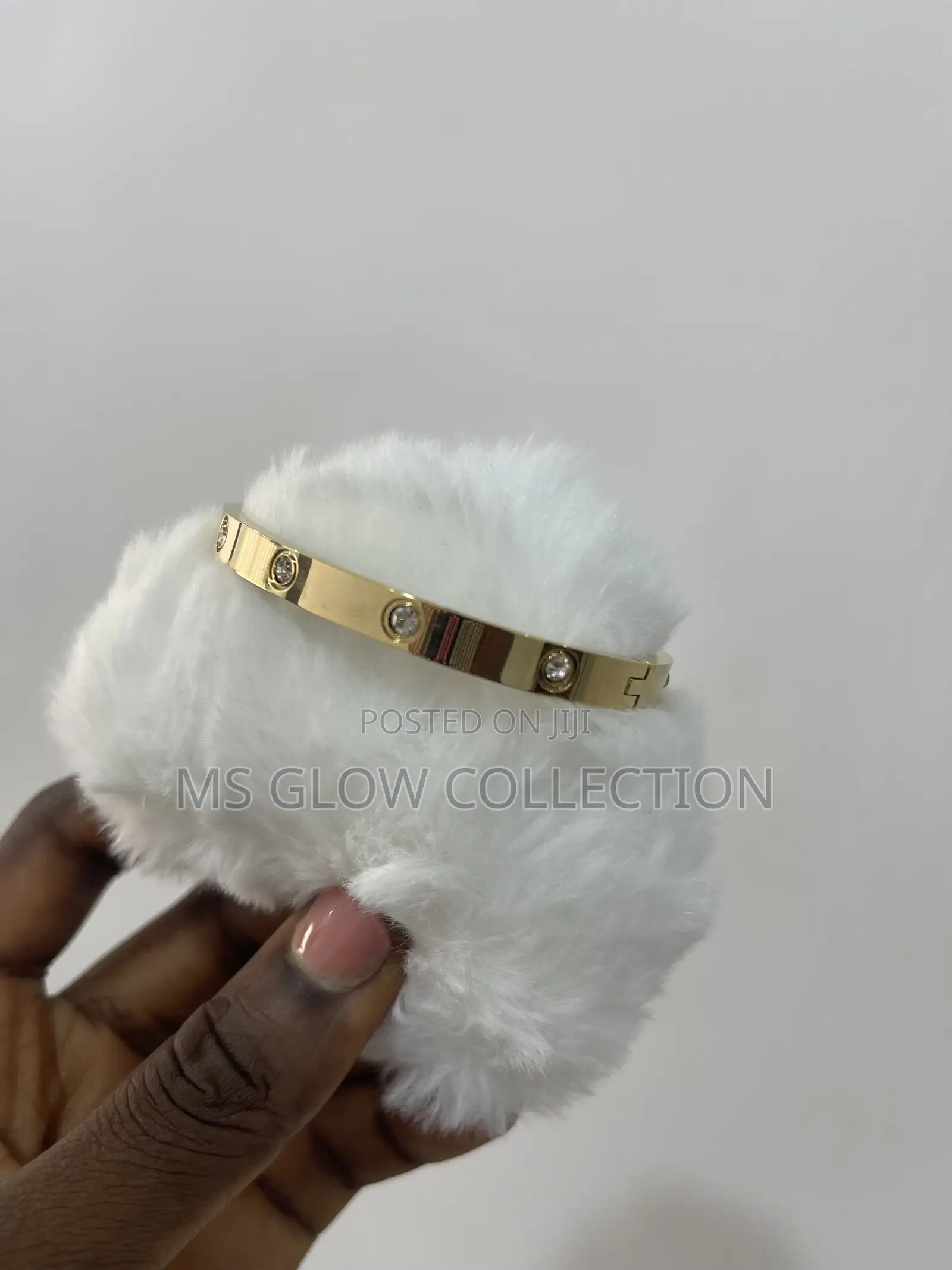 Luxury Stainless Steel Stone Screw Gold Bangle