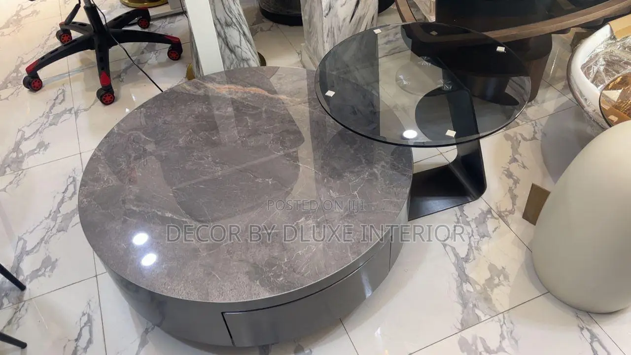 Italian Luxury Stainless Steel Solid Wood Center Table With Drawers