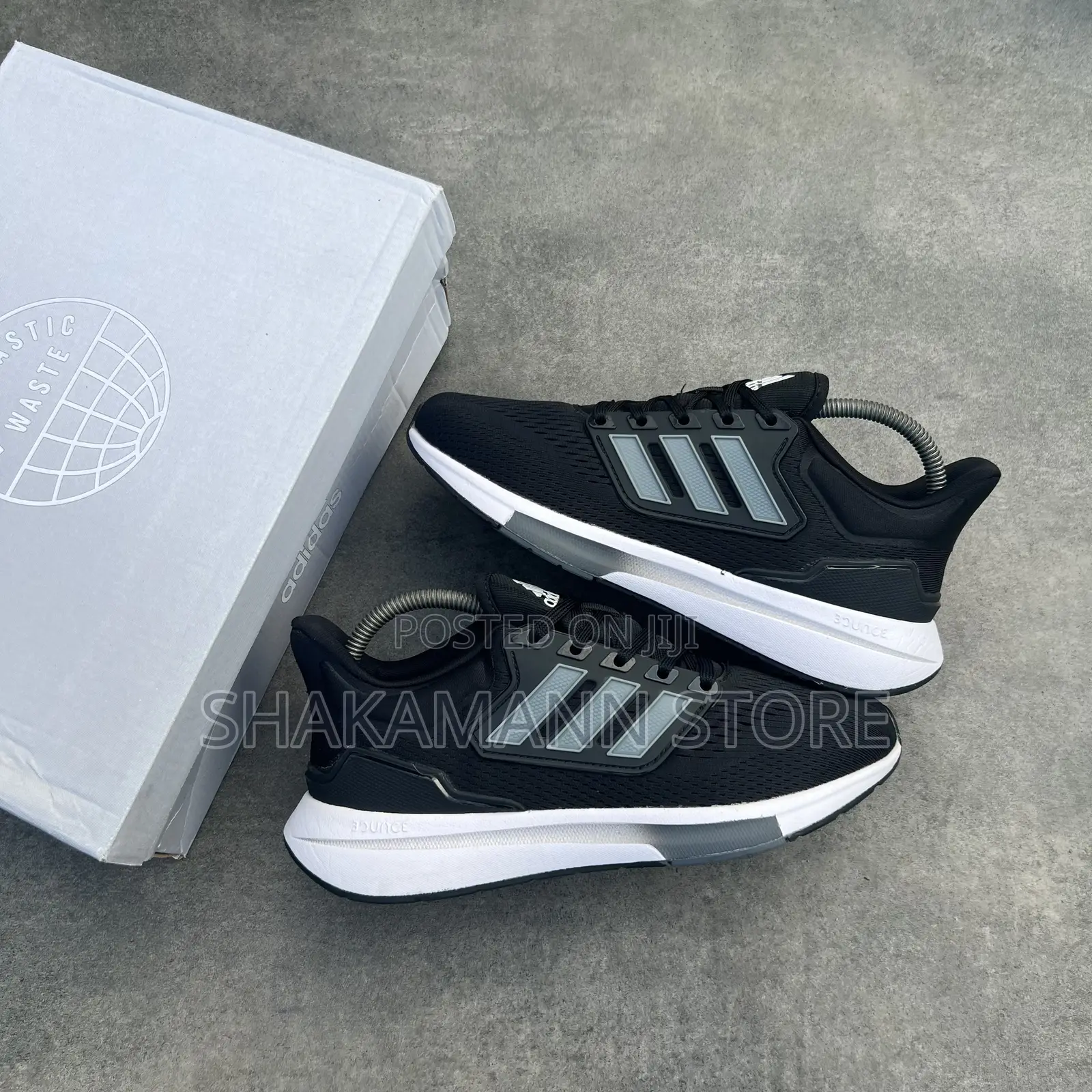 Original Adidas Eq Runner Black Grey and White Soles—-SNKS