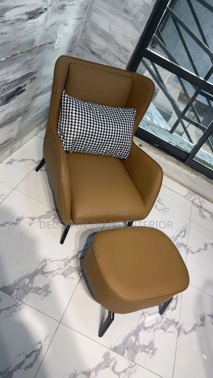 Italian Minimalist Sofa Chair With Leg Rest