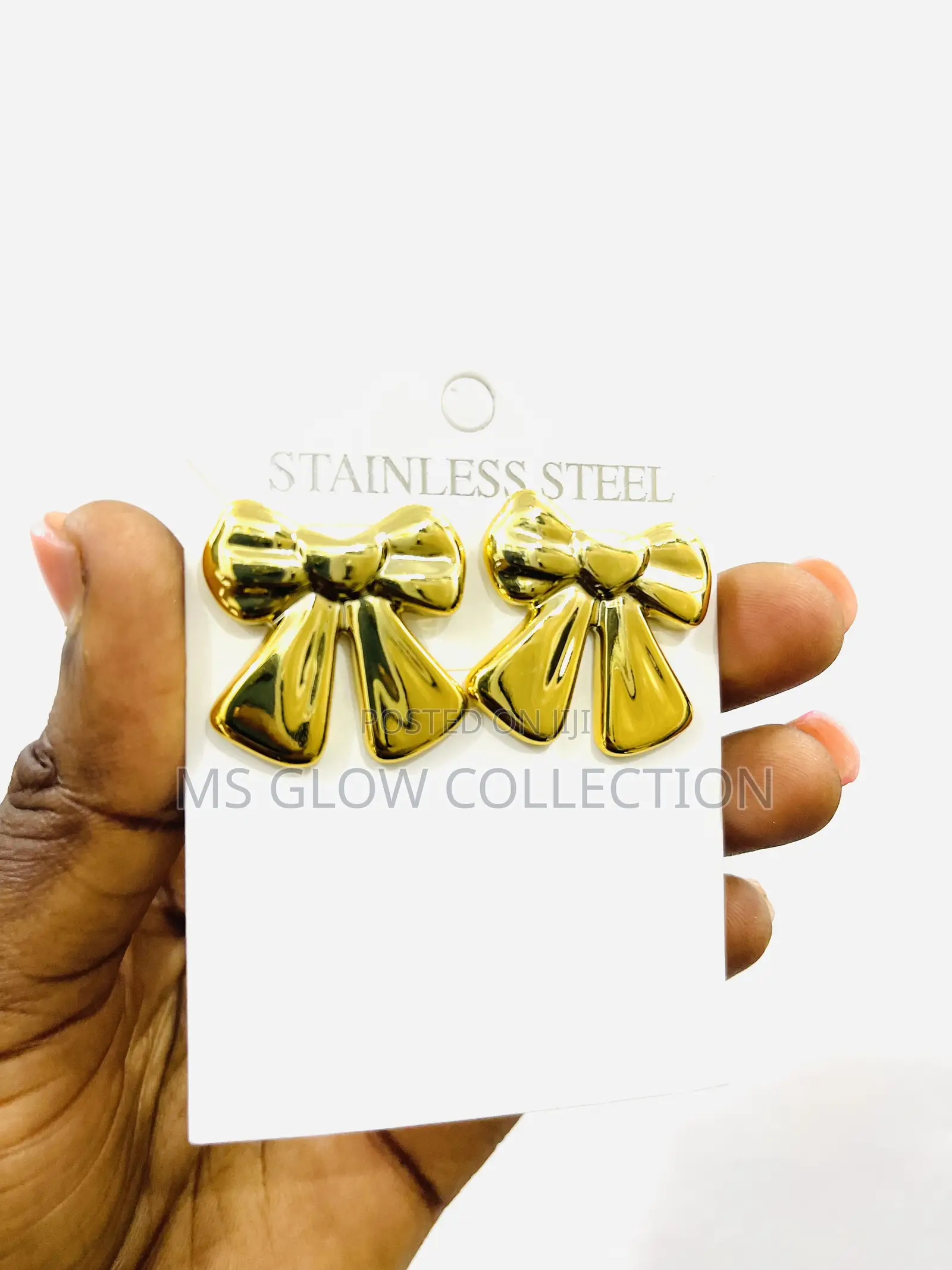 Luxury Bold Gold Bow Earrings – Ceramic
