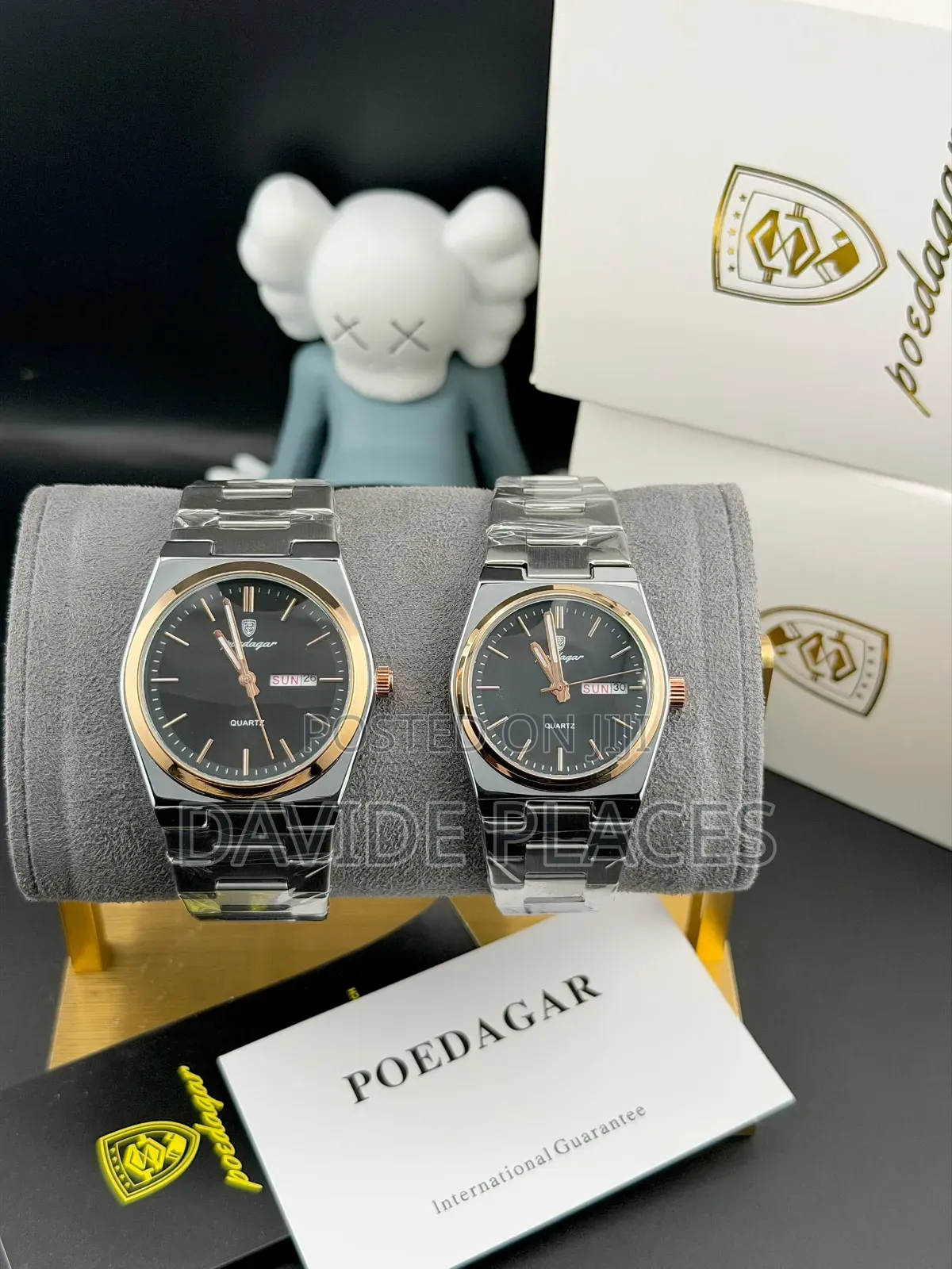 Original Poedagar Couples Chain Watch With Date
