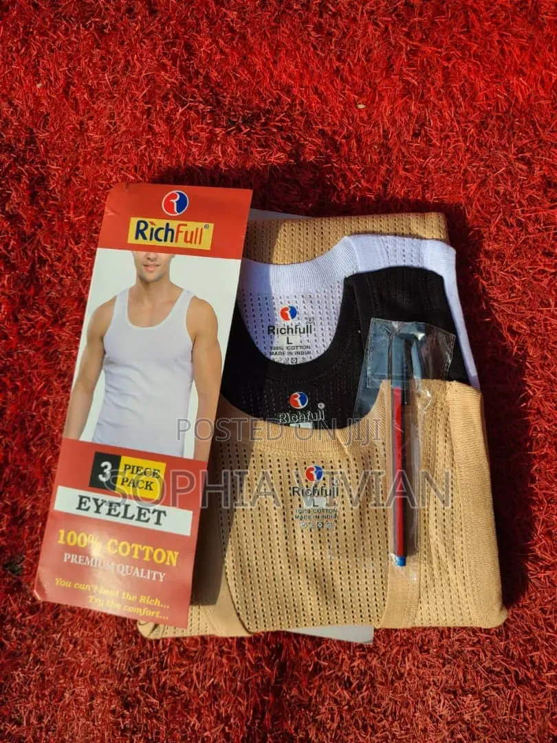 Richfull Men's Eyelet Cotton Vests (3-Piece Pack, Xl)