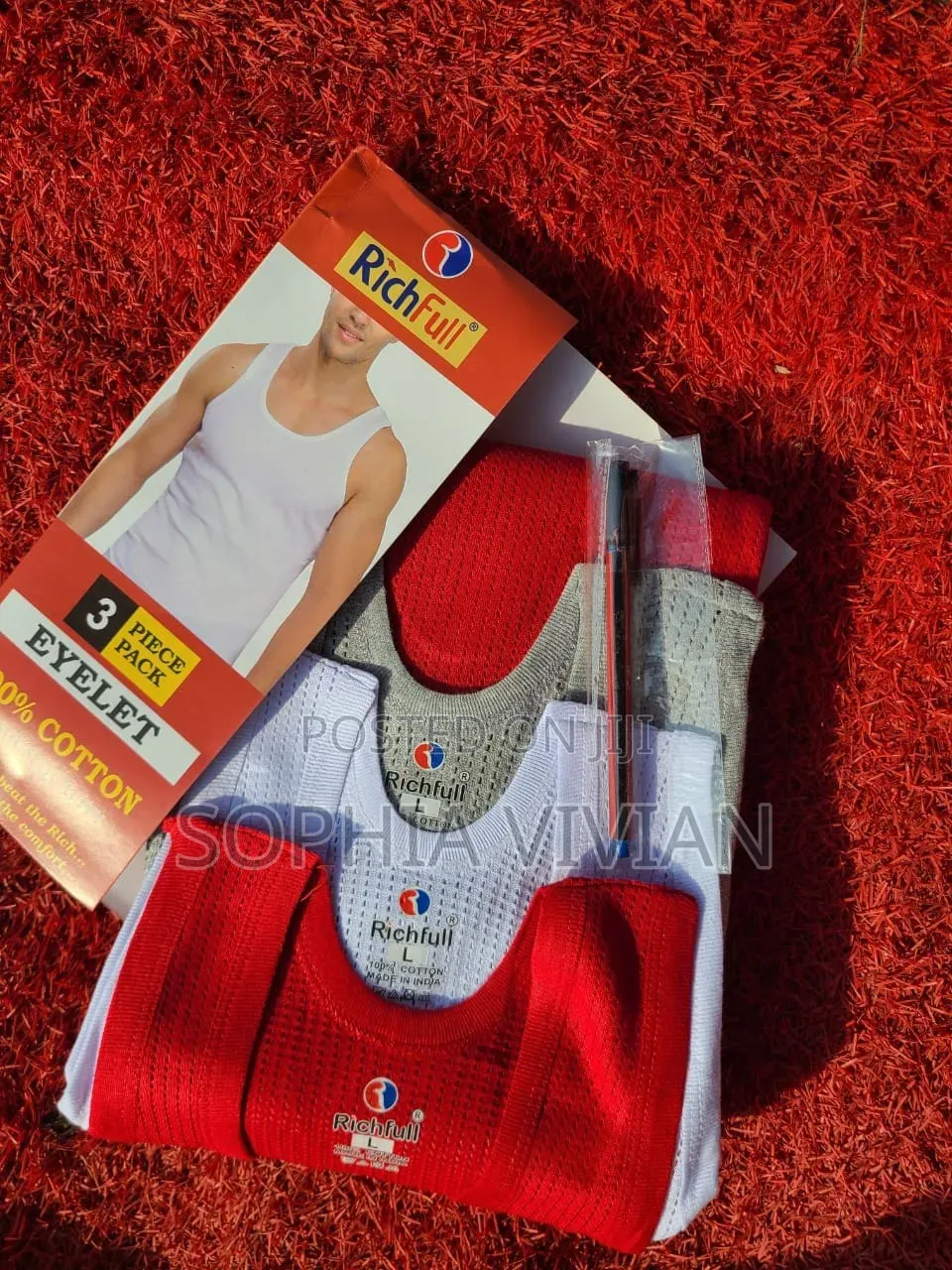Richfull Men's Eyelet Cotton Vests (3-Piece Pack, Xl)
