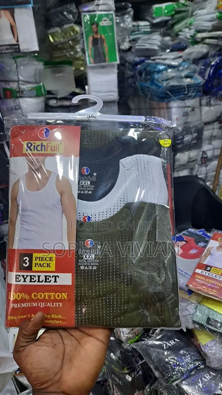 Richfull Men's Eyelet Cotton Vests (3-Piece Pack, Xl)