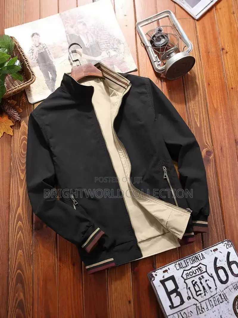 Mens Reversible Jacket Double Sided Wearable Autumn Casua