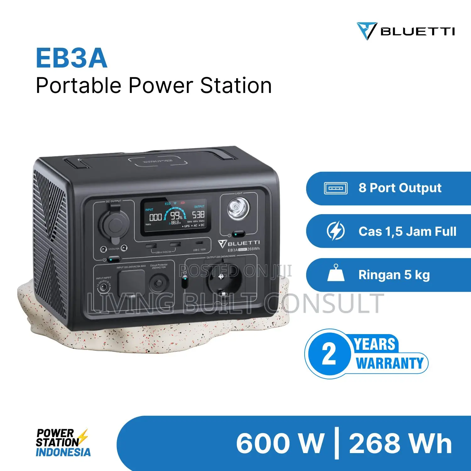 Bluetti Eb3a 268wh/600w(1200w Surge) Portable Power Station