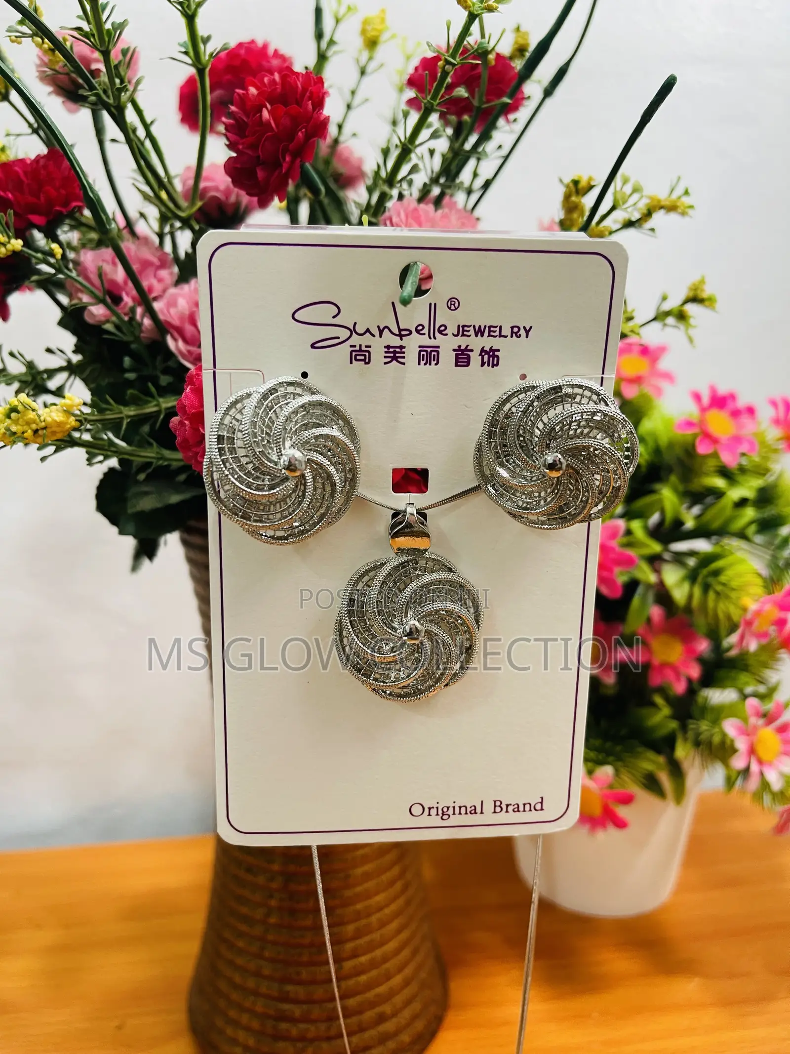 Sunbelle Jewelry Original Luxury Silver Swirl Filigree Set