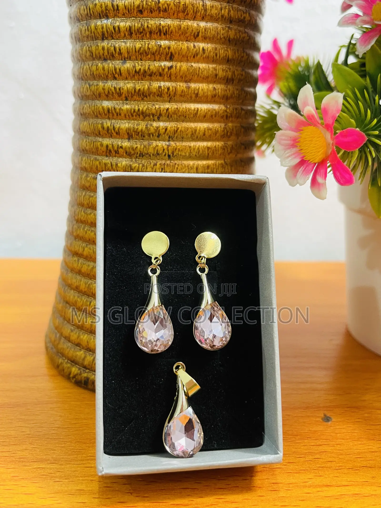 Crystal Aurora Borealis Teardrop Pendant Earrings Set
