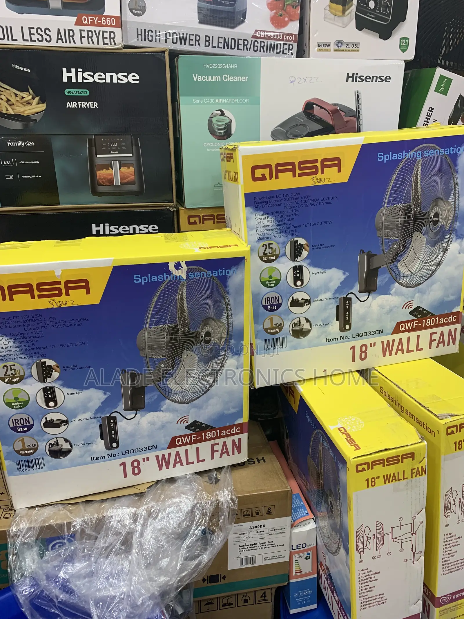 Qasa Ac/Dc Inverter Wall Fan 18” With Remote. 10yrs Waranty