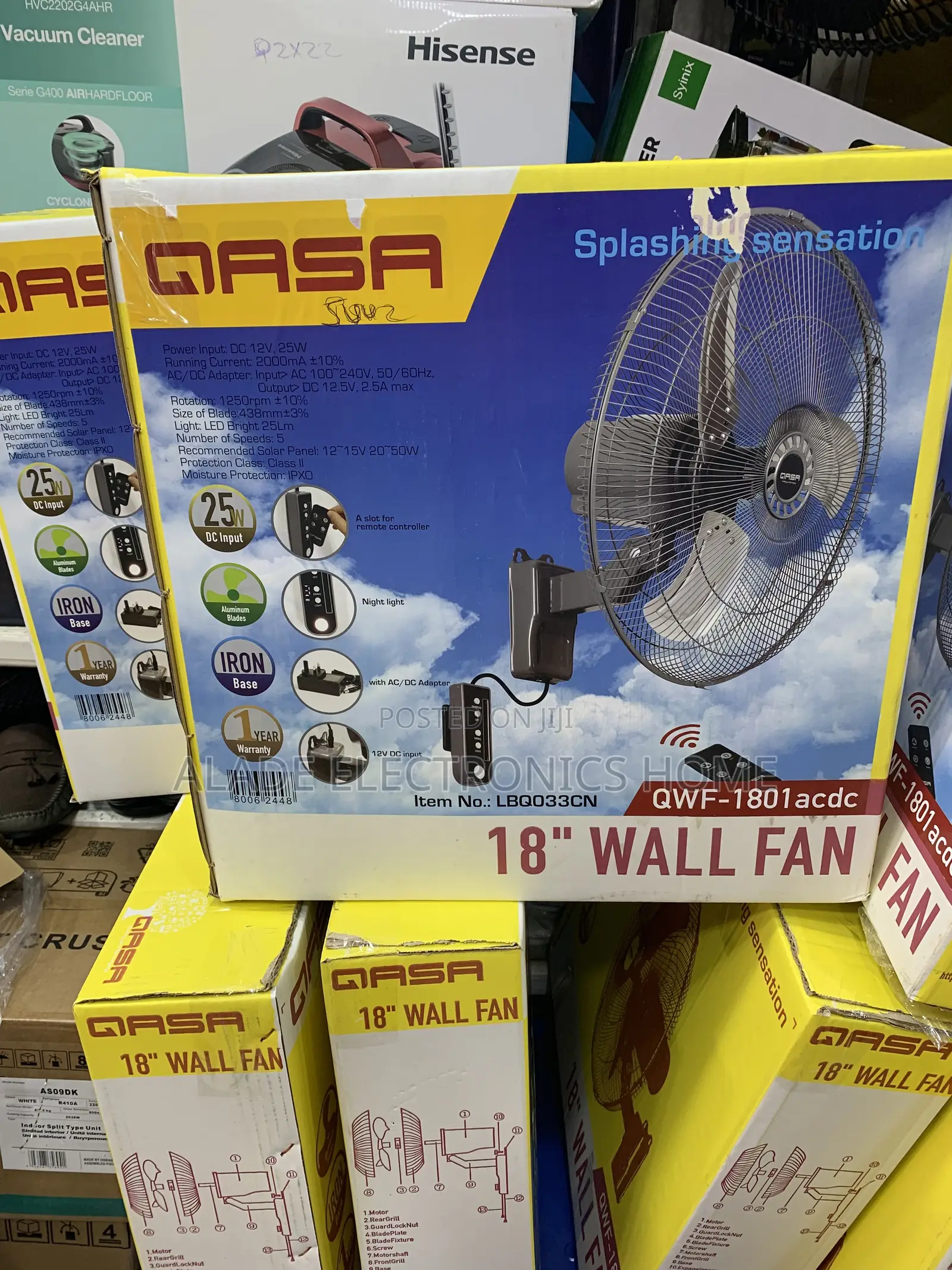 Qasa Ac/Dc Inverter Wall Fan 18” With Remote. 10yrs Waranty