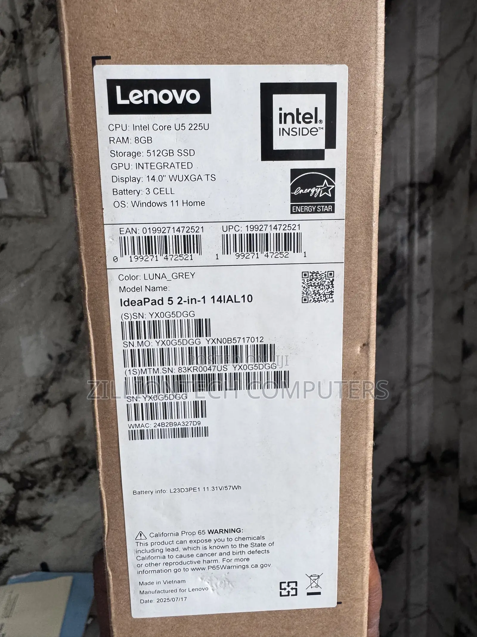 New Laptop Lenovo Flex 5 8GB Intel Core Ultra 5 SSD 512GB