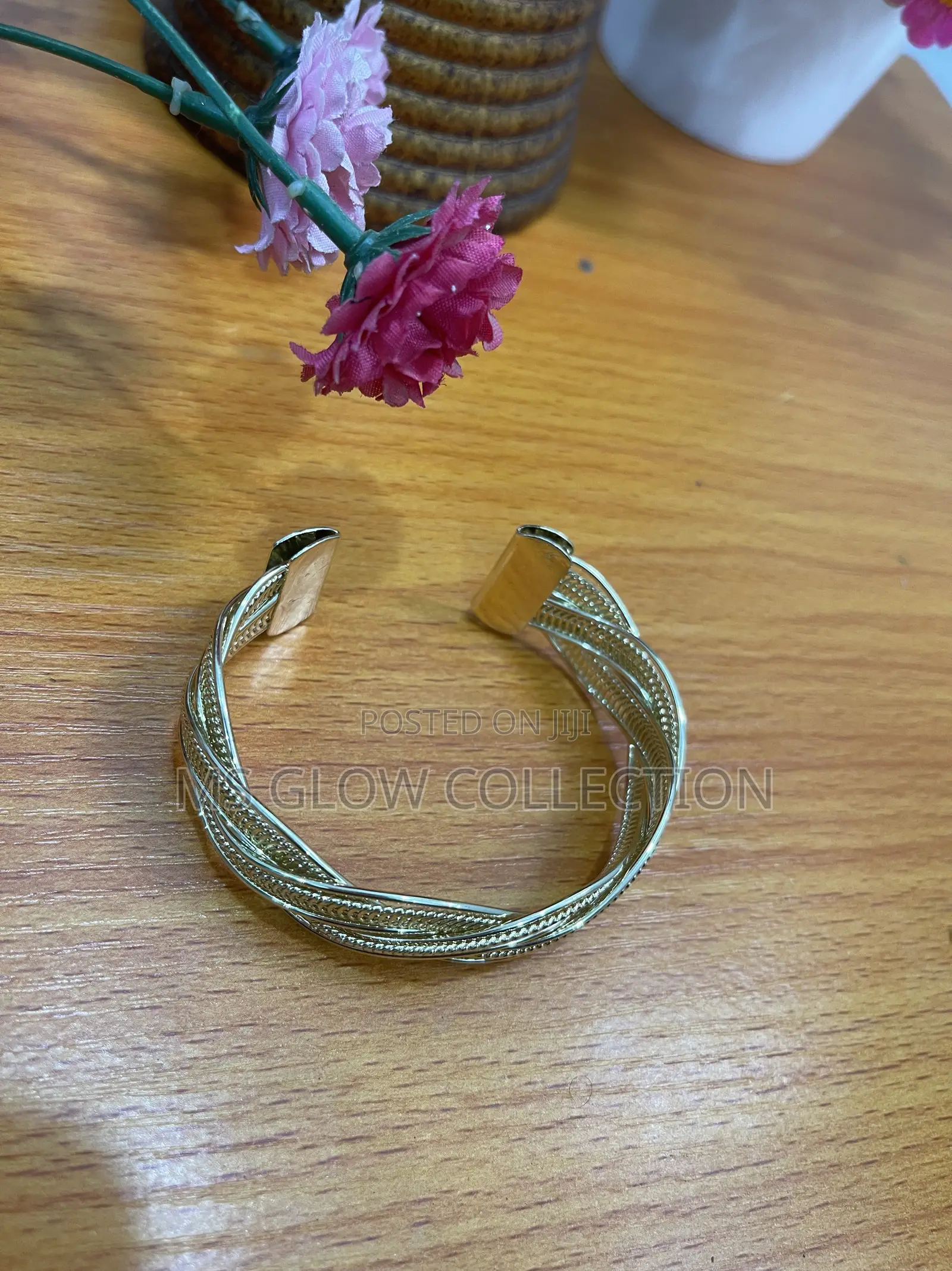 Elegant Gold Woven Wire Mesh Statement Cuff Bracelet