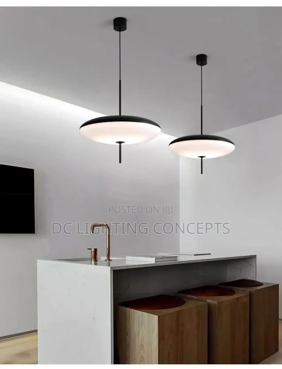 Modern Nordic Minimalist Black and White Led Pendant Light.