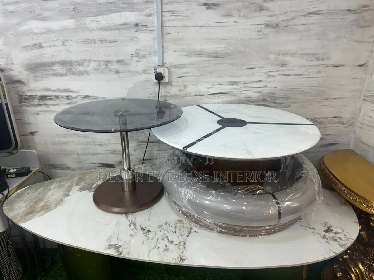 High Quality Glass and Marble 2pc Center Table
