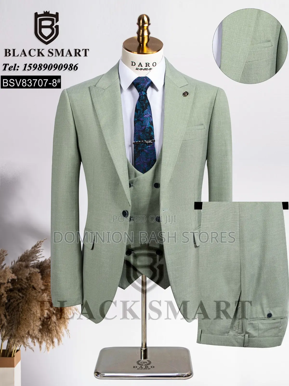Premium 3in 1 Black Smart Mint Suit