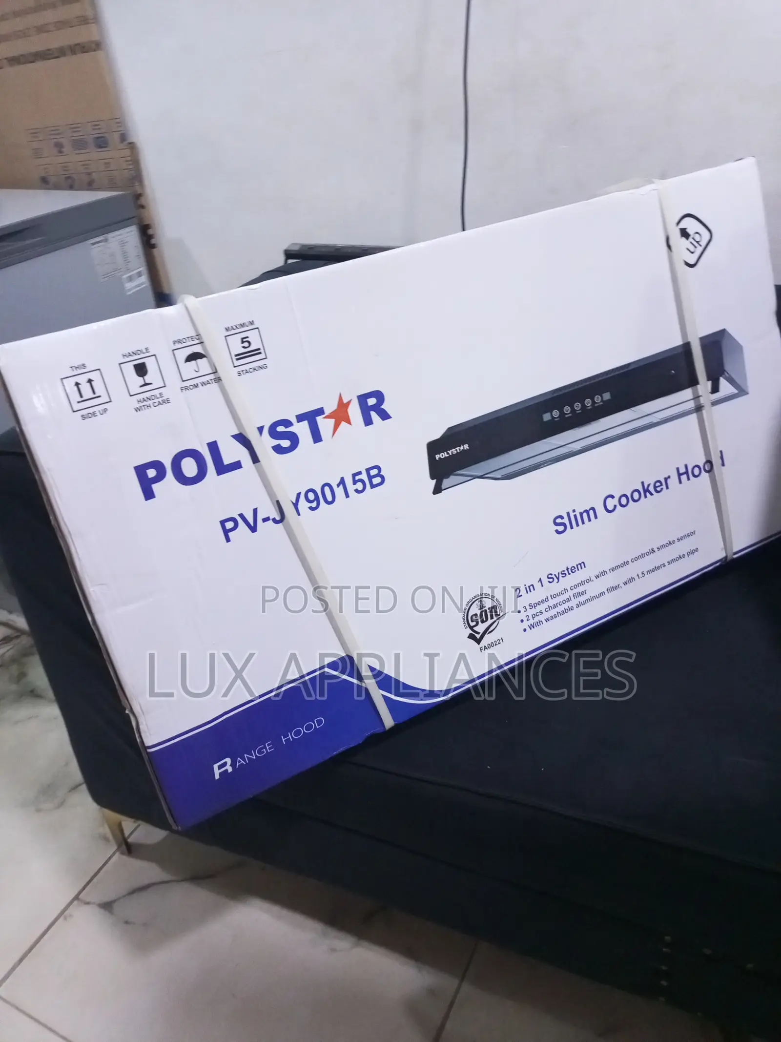 Polystar 90cm Black Cooker Hood With Remote Control