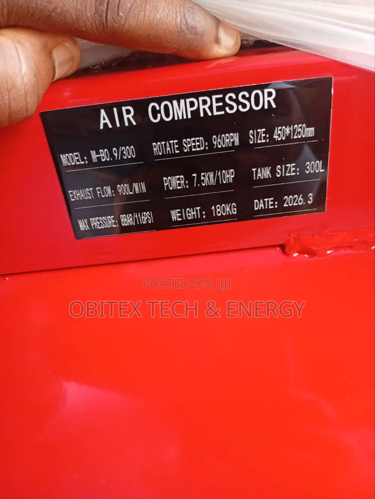 7.5kw (10hp) Industrial Air Compressor – 200l - 300l Tank – 900l/Min