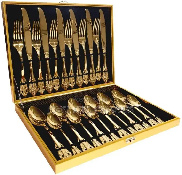 24-Piece Gold-Tone Stainless Steel Cutlery Set