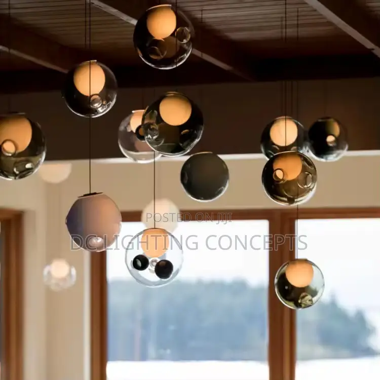 Modern Simple Nordic Creative Smoky/Clear Bubble Glass Pendant Light