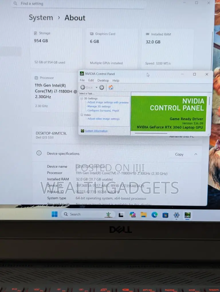 Laptop Dell G15 5511 32GB Intel Core i7 SSD 1T