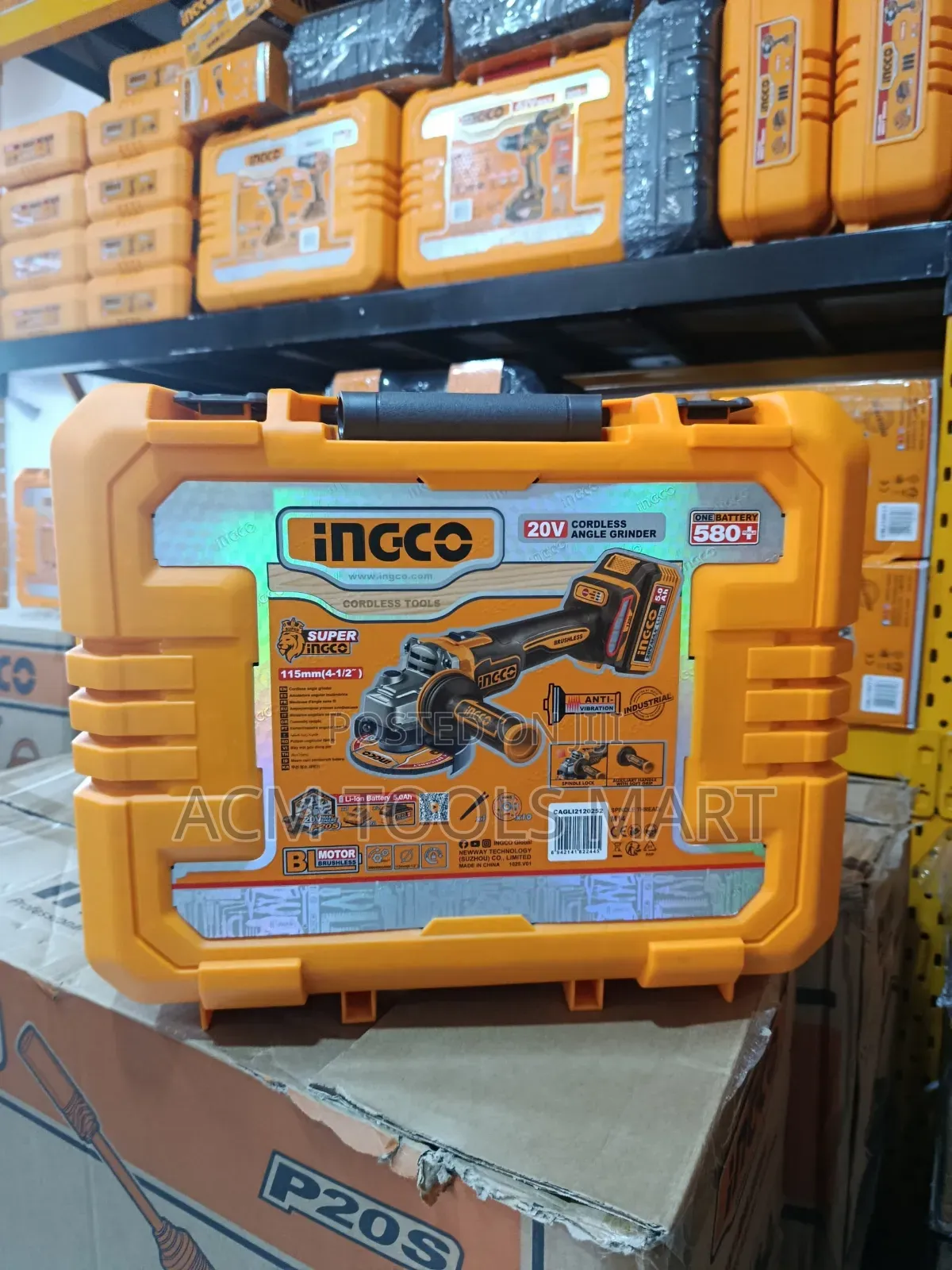 Ingco Cagli Cordless Angle Grinder 20v Brushless