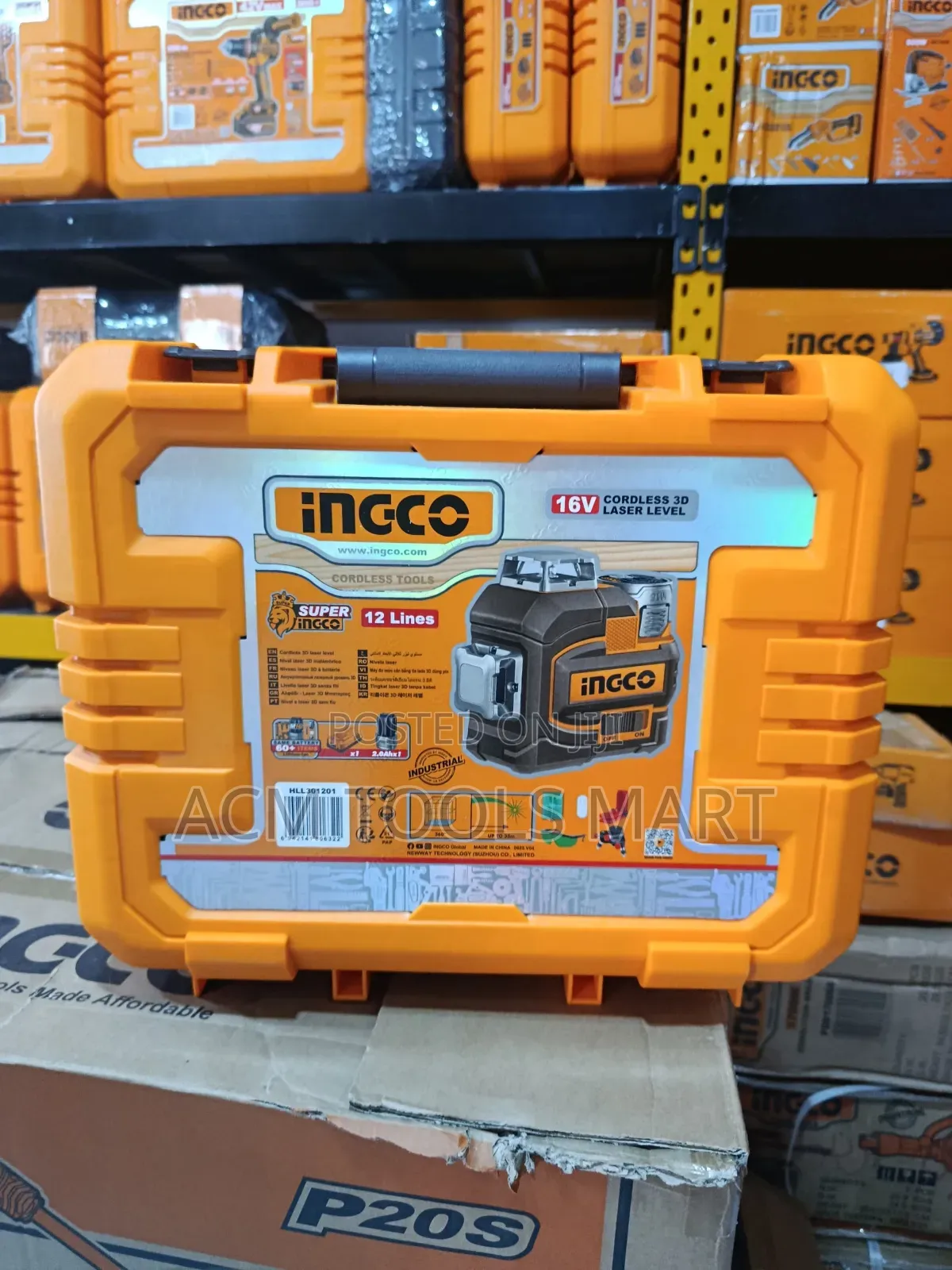 Ingco Hll301201 Cordless 3d Laser Level 16v Green Beam