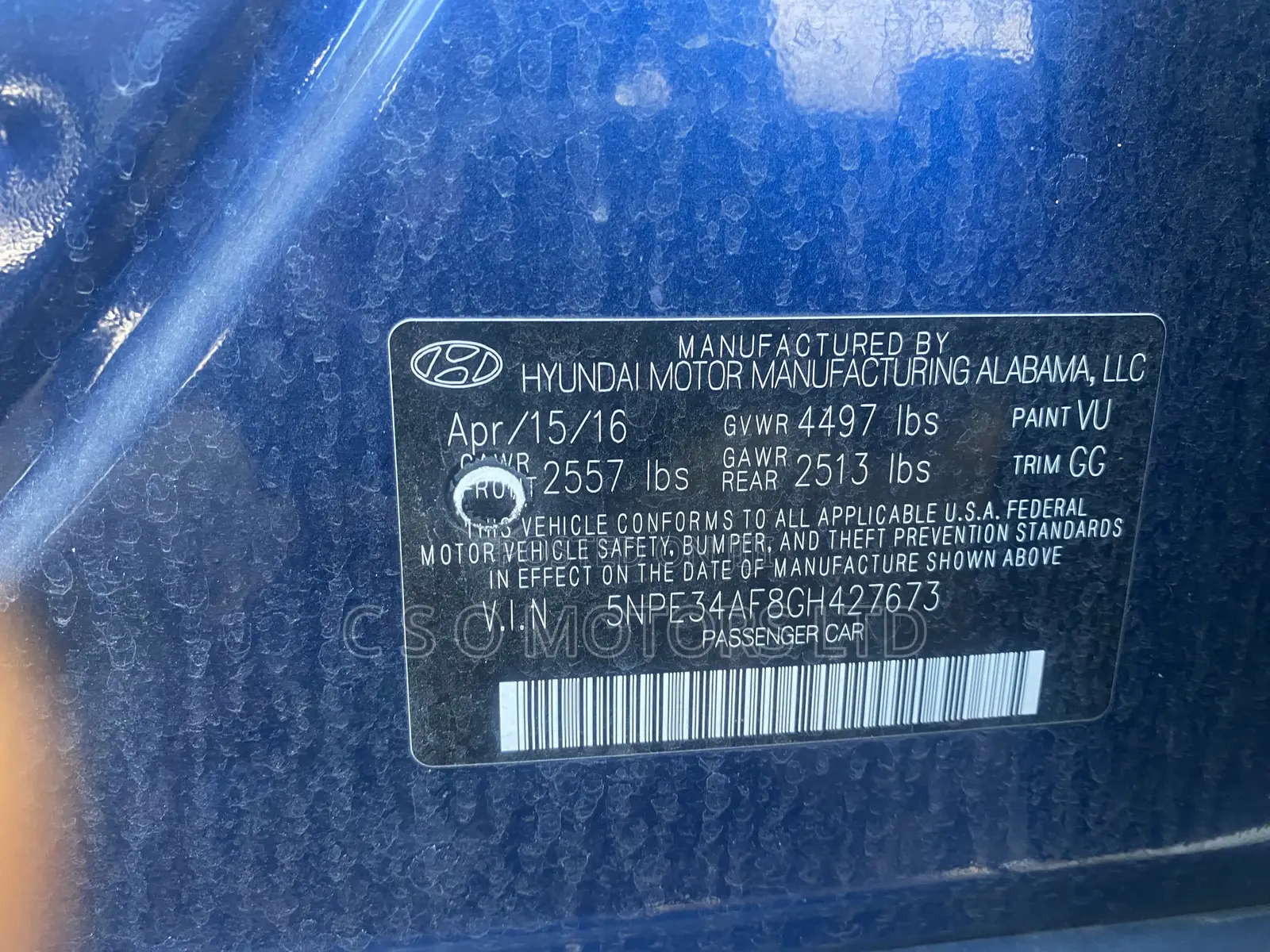 Hyundai Sonata Sport 2.0T Sedan FWD (2.0L 4cyl 6A) 2016 Blue