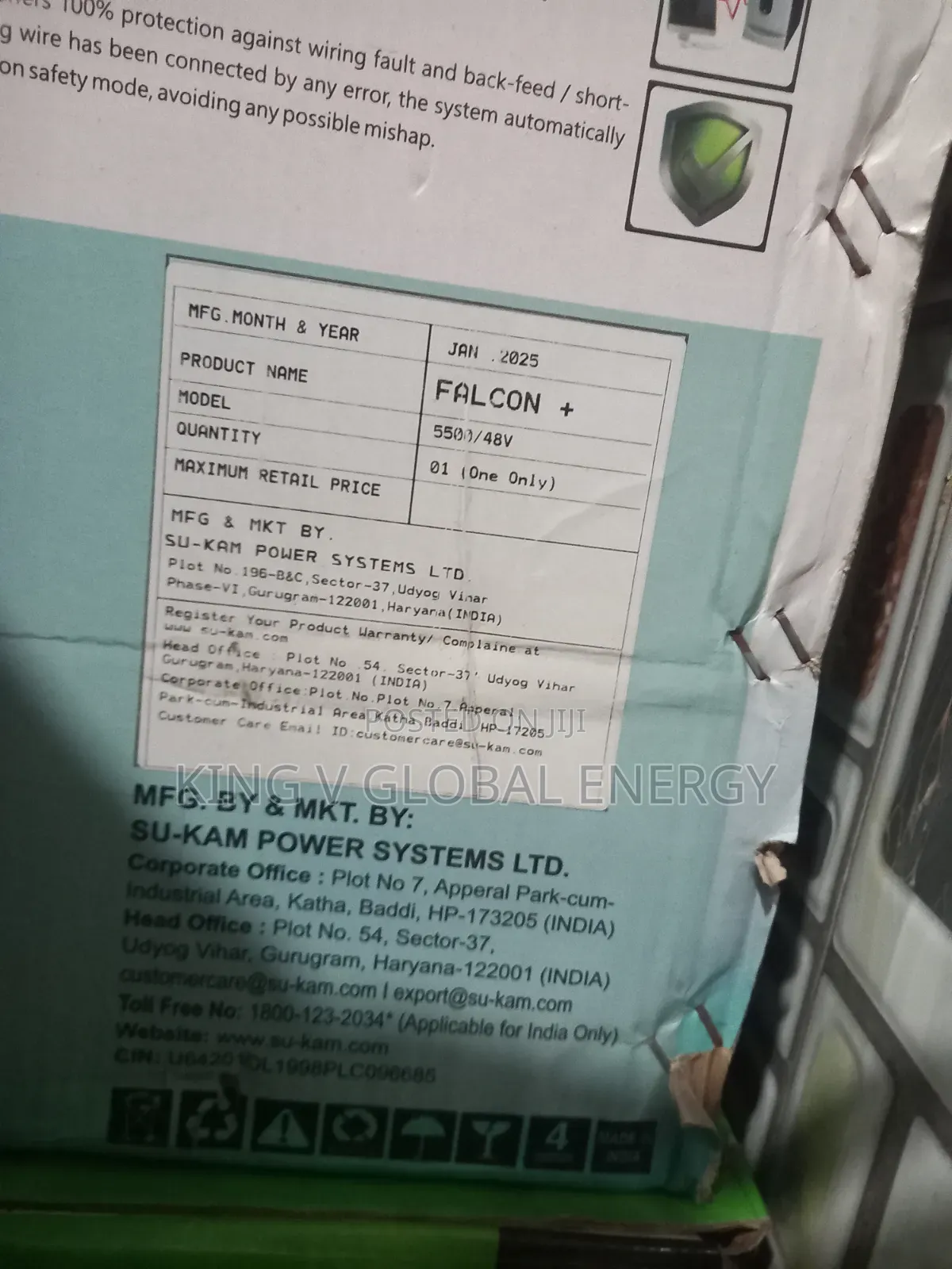 Falcon + Su Kam 5.5kva/48v Pure Sine Wave Solar Inverter