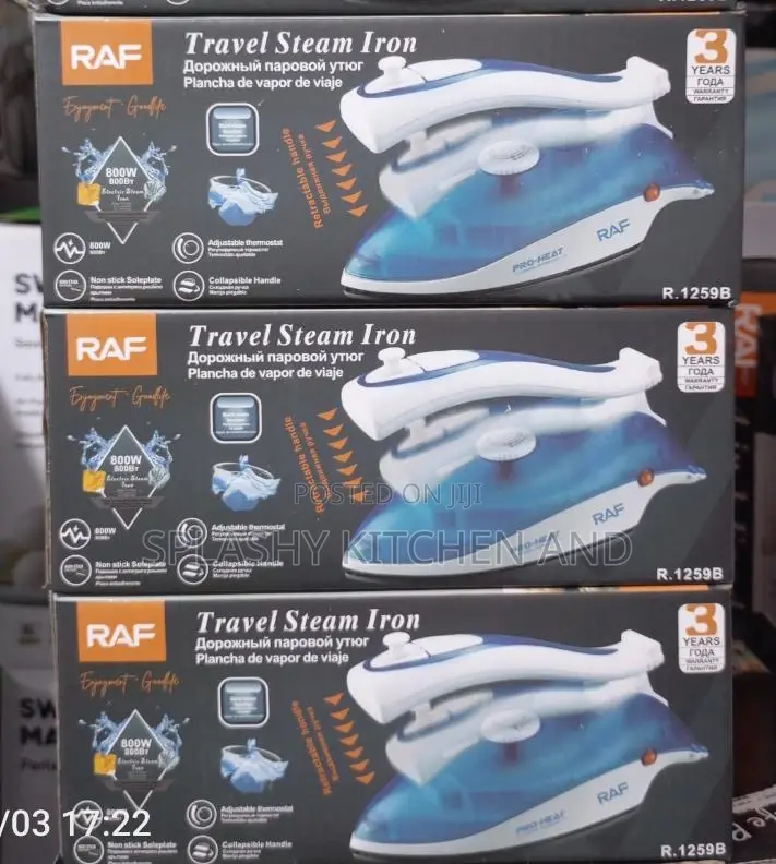Raf Electric Steam Portable Stainless Steel Non-Stick Mini Travel Iron
