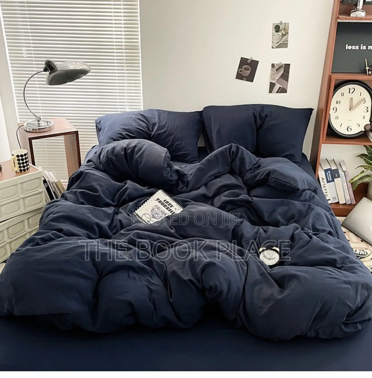 Pure Navy Blue Soft Pure Cotton Bedspread