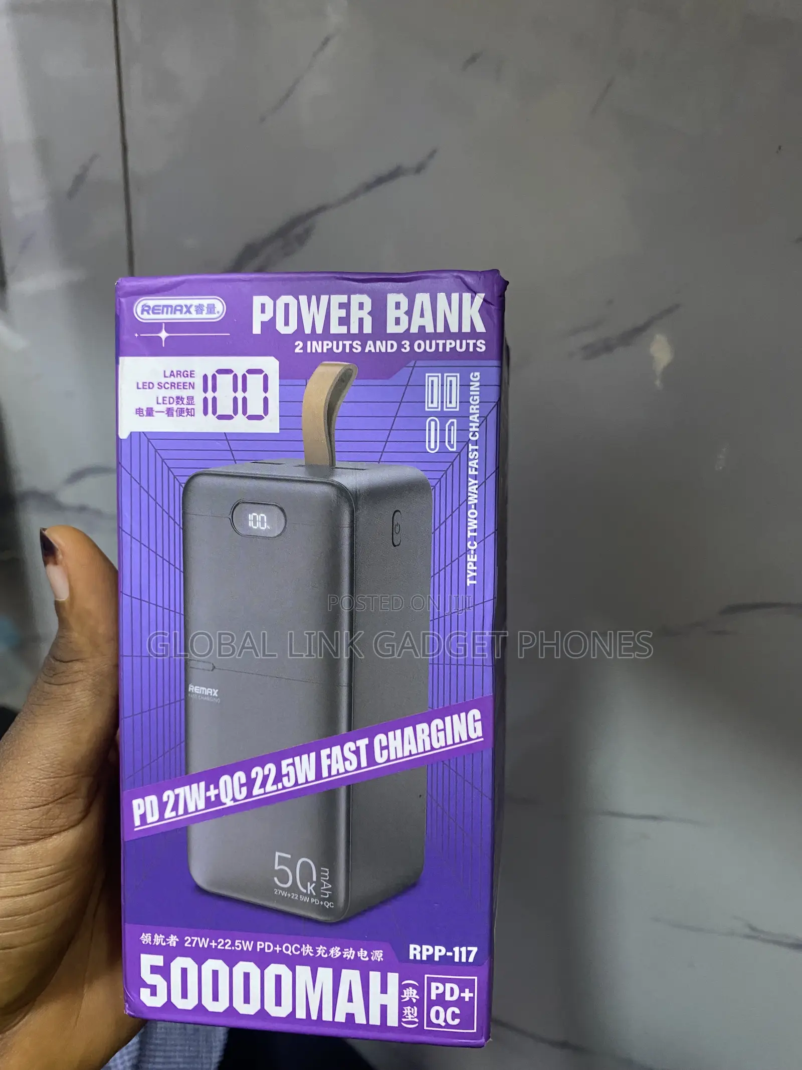 Remax High-Capacity Portable Power Bank - RPP-117 - 50000mah
