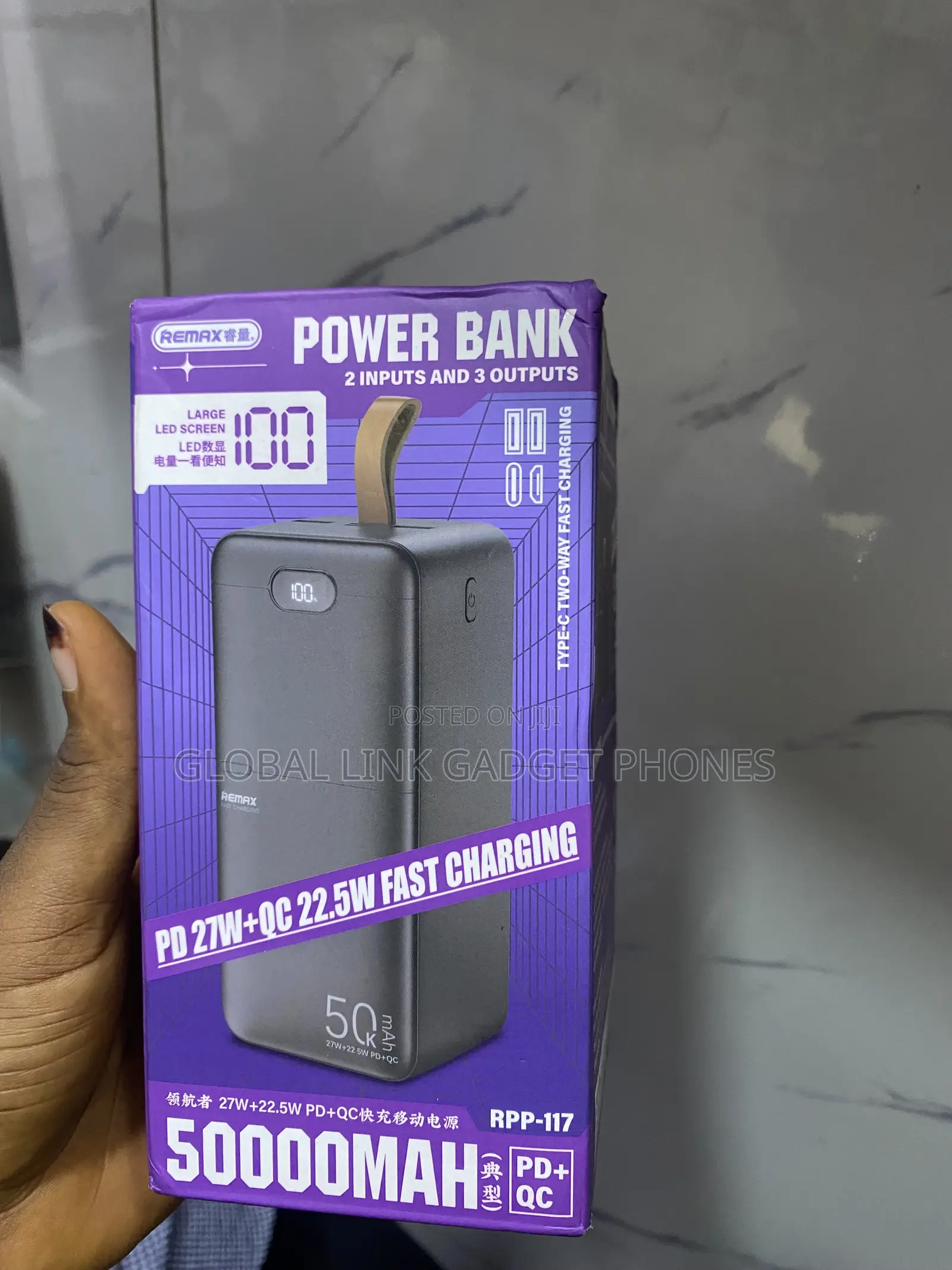 Remax High-Capacity Portable Power Bank - RPP-117 - 50000mah