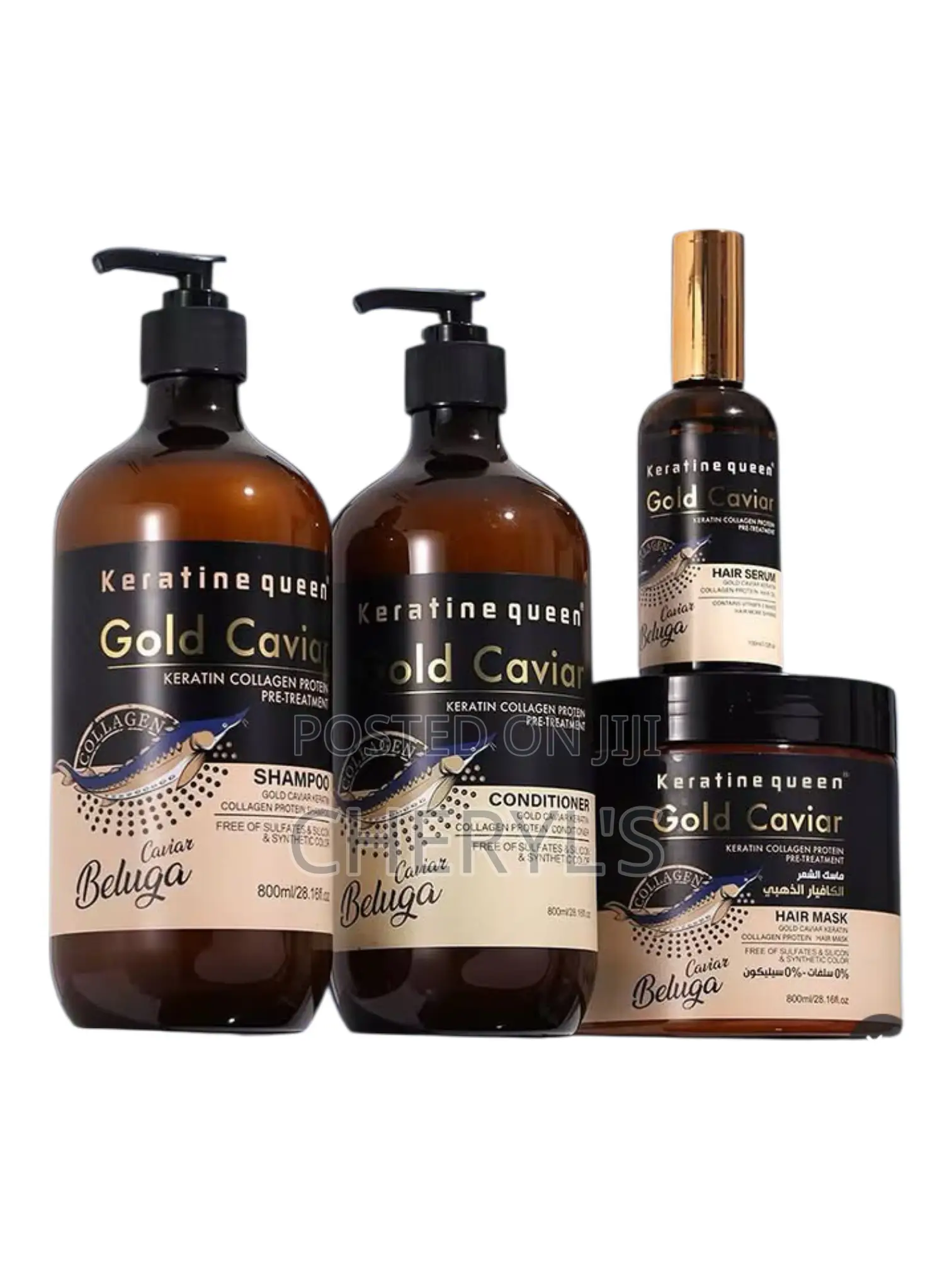 Set Keratin Gold Caviar, Include Shampoo, Conditioner, Hair Mask Oi