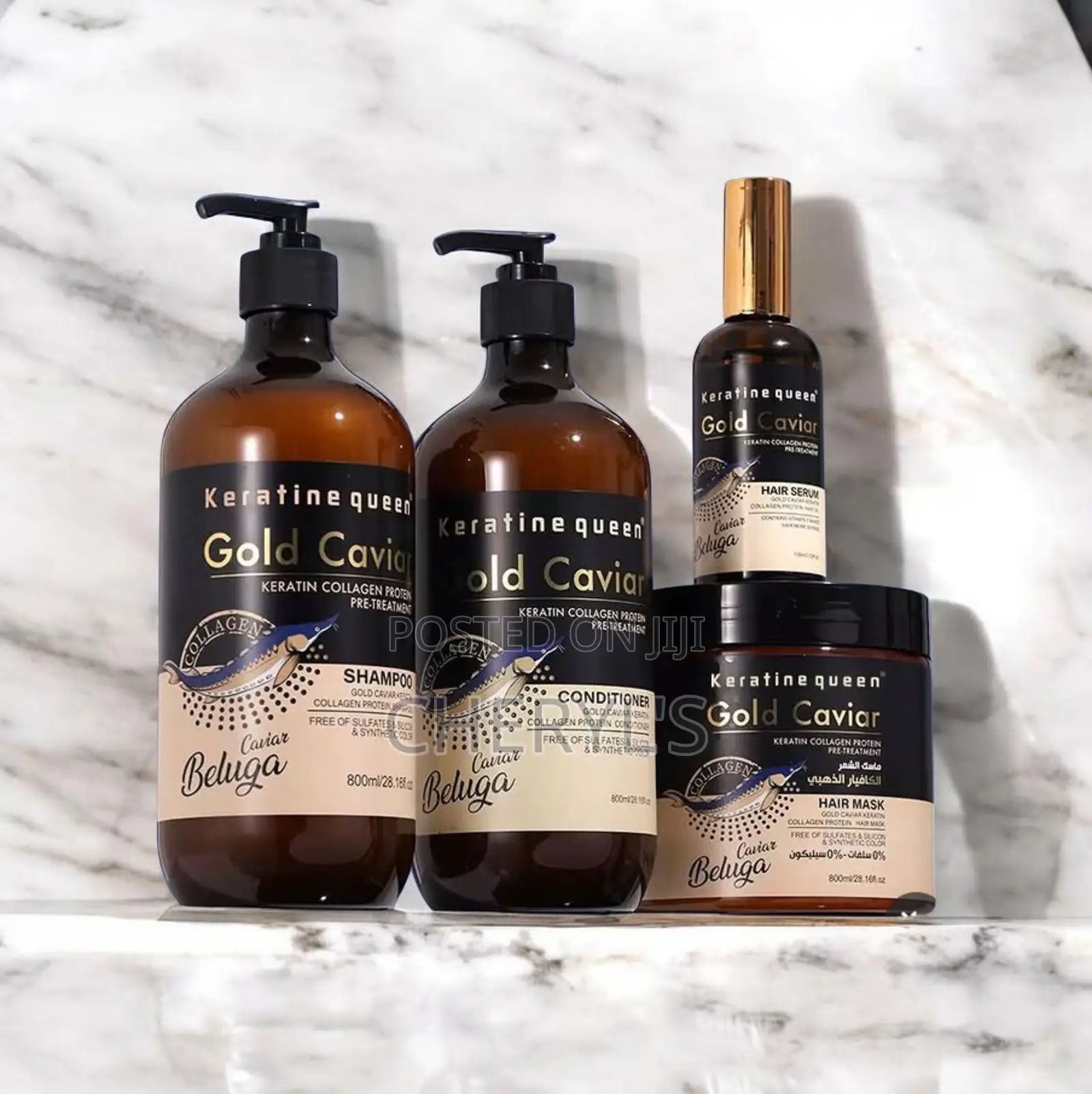 Set Keratin Gold Caviar, Include Shampoo, Conditioner, Hair Mask Oi