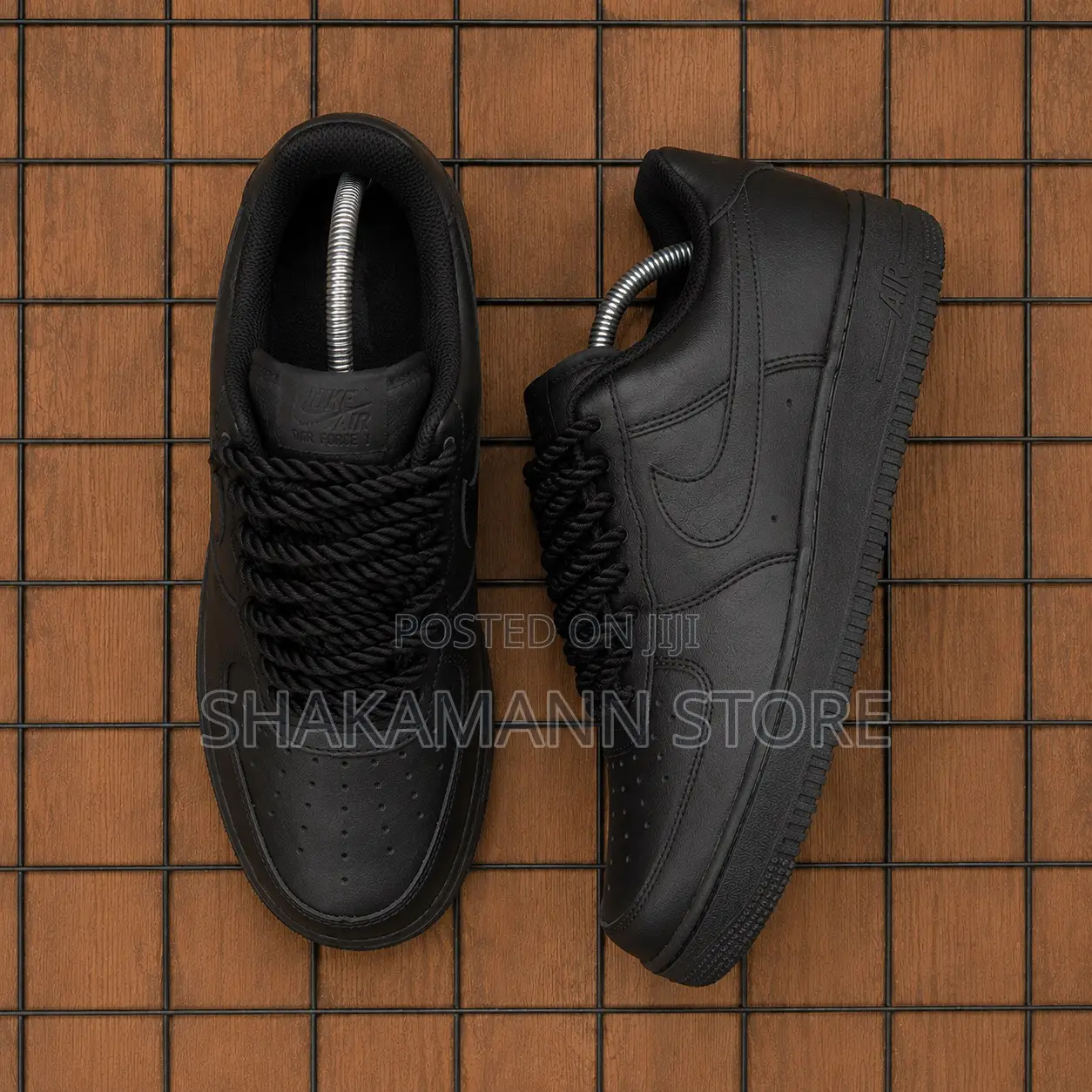 Original Nike Air Force 1 Triple Black Chunky Lace Af1