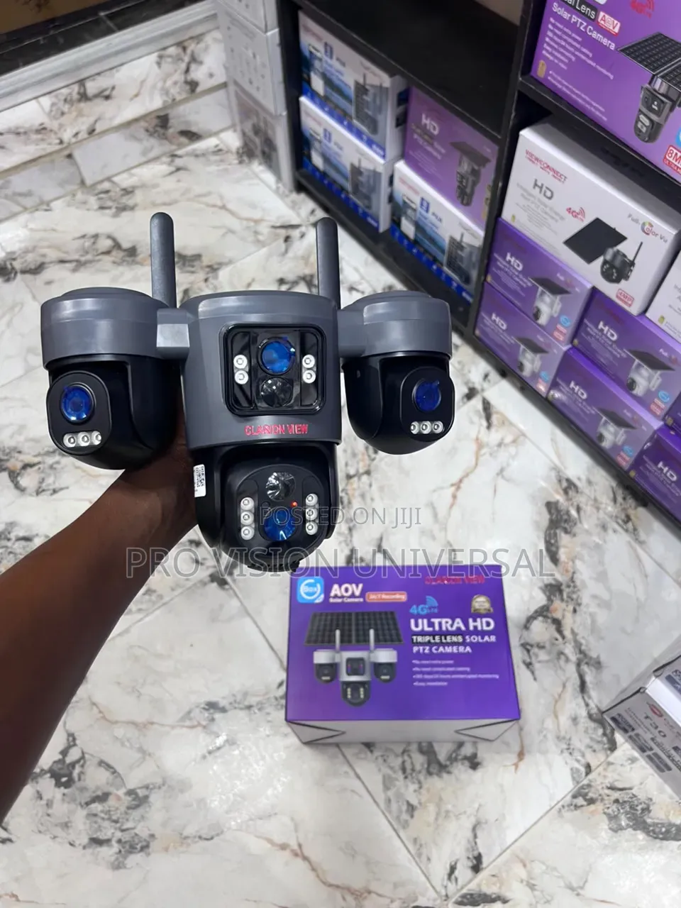 Triple Lens Aov Solar PTZ Camera Featuring 4g Hd Ubox 24/7 Recording