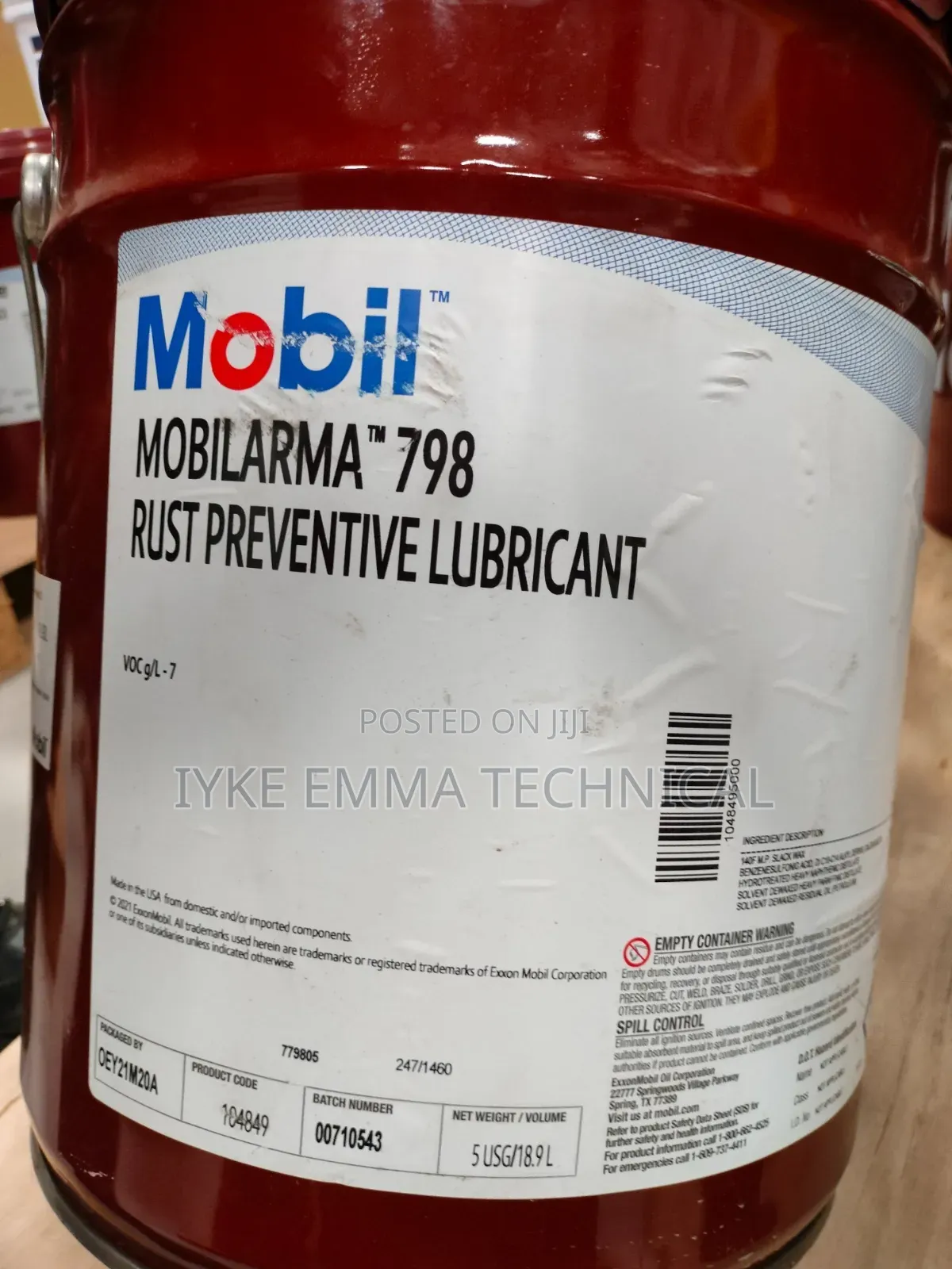 Mobilarma 798 Rust Preventive Lubricant
(18kg)