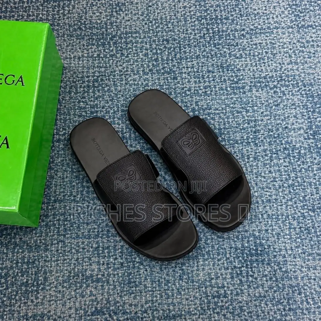 Bottega Veneta Leather Slide Sandals.
