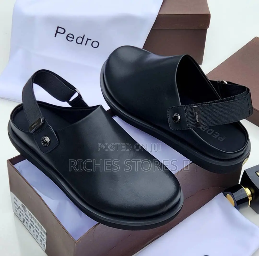 Pedro Black and White Strap Mules