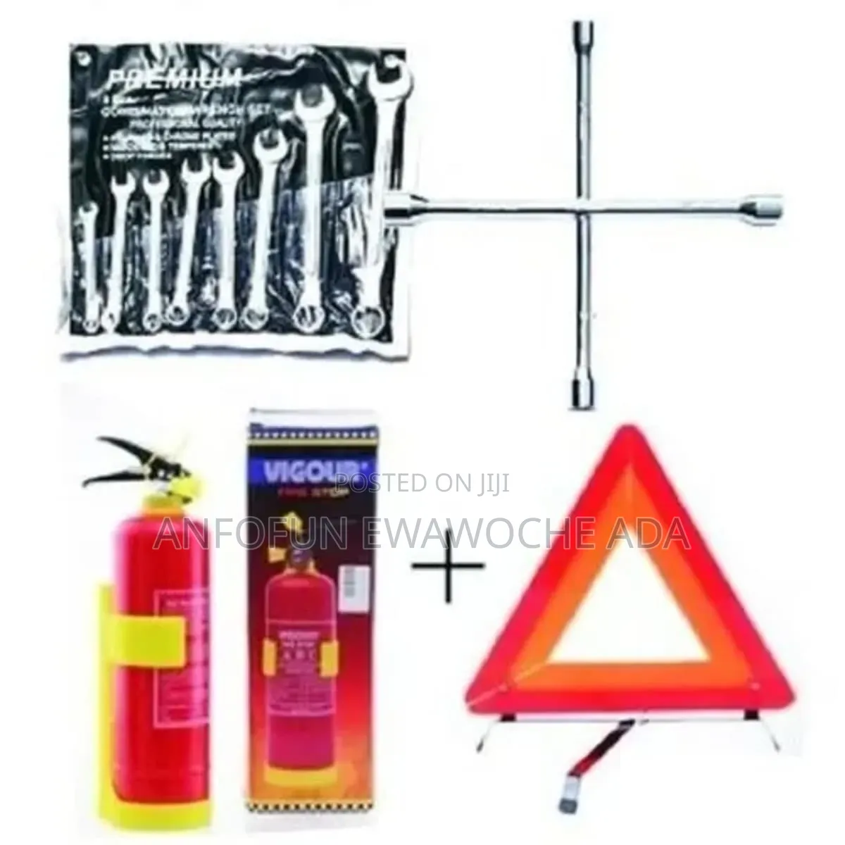 Caution Sign + Fire Extinguisher +Spanner 8pc Flat & Ring Spanner
