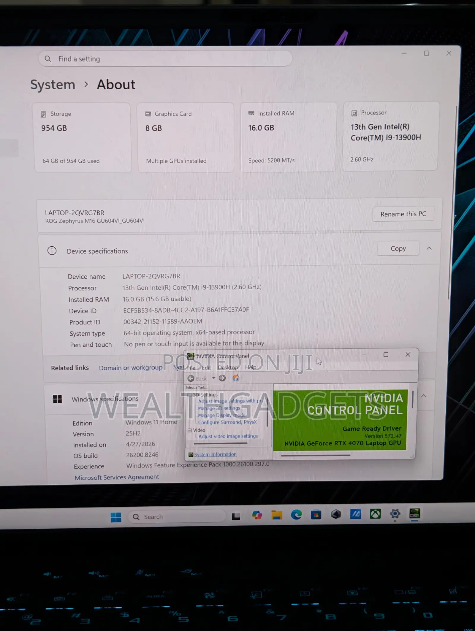 Laptop Asus ROG Zephyrus M16 GU603HR 16GB Intel Core i9 SSD 1T