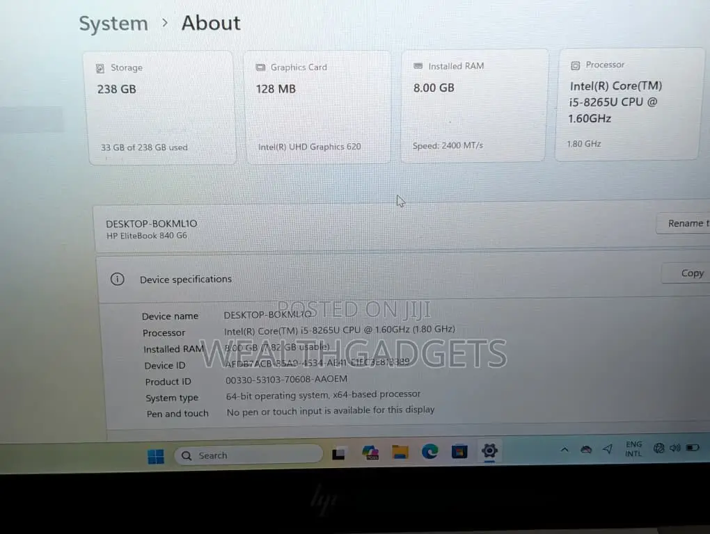Laptop HP EliteBook 840 G6 8GB Intel Core i5 SSD 256GB