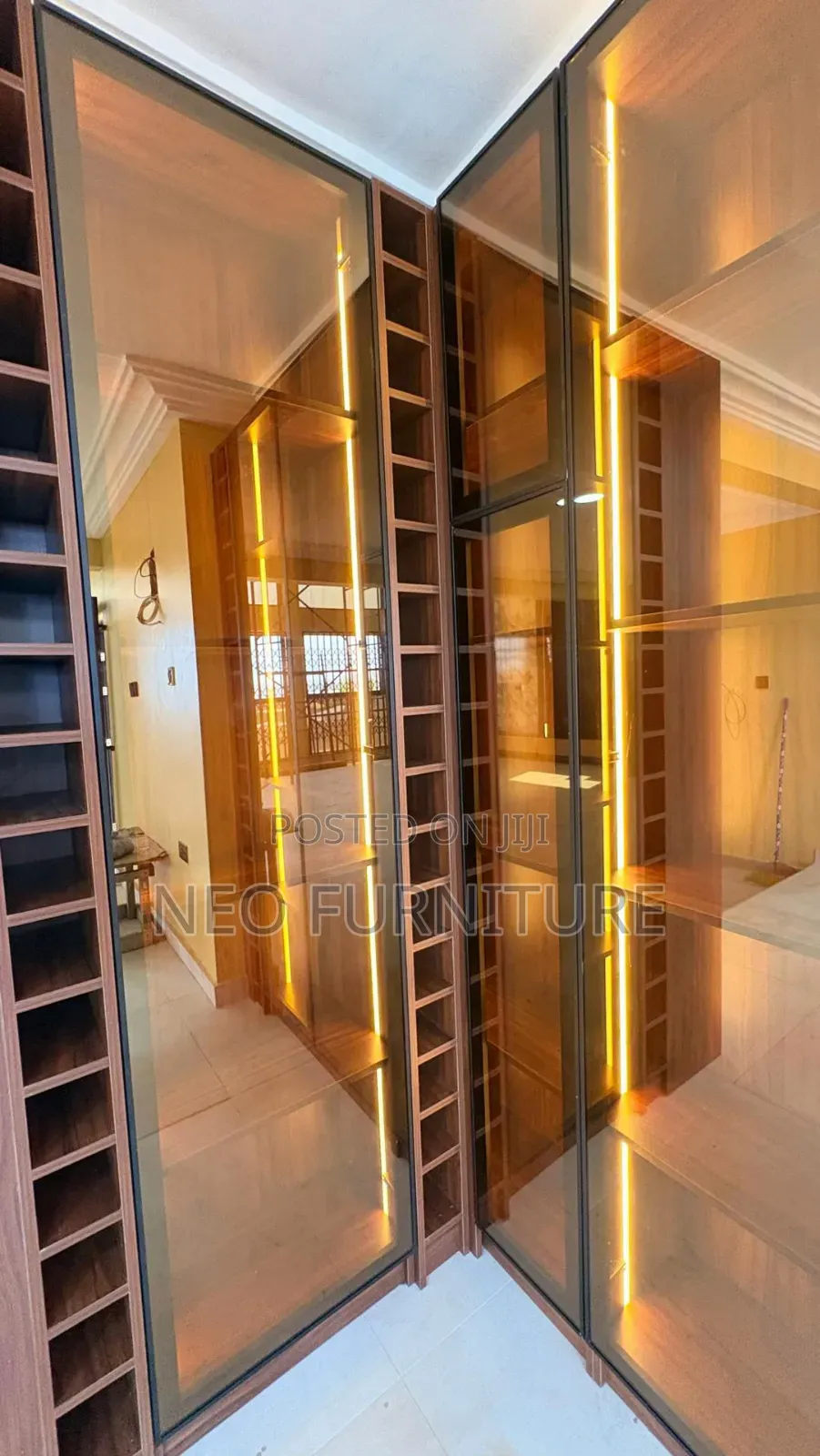 L Shaped Glass Door Wardrobe