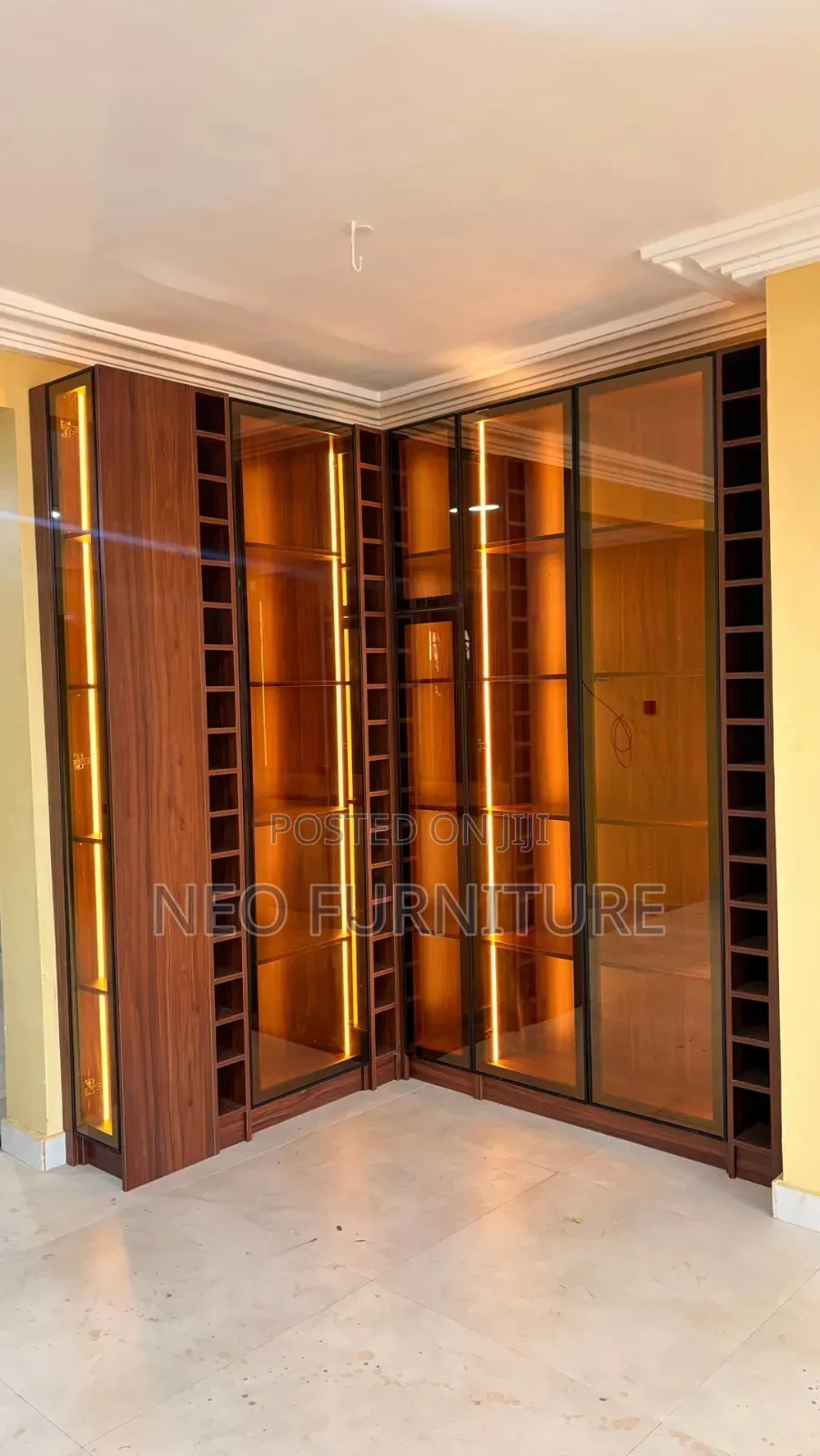L Shaped Glass Door Wardrobe