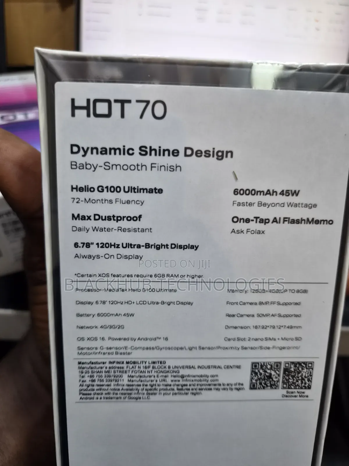 New Infinix Hot 70 128 GB Black