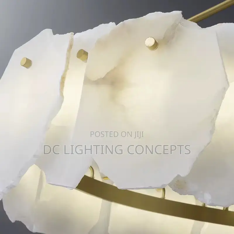 Nordic Minimalist Alabaster All Copper Cloud Stone Pendant Chandelier